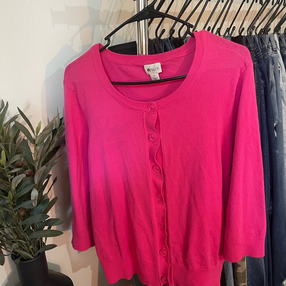 Pink Button-Up Cardigan